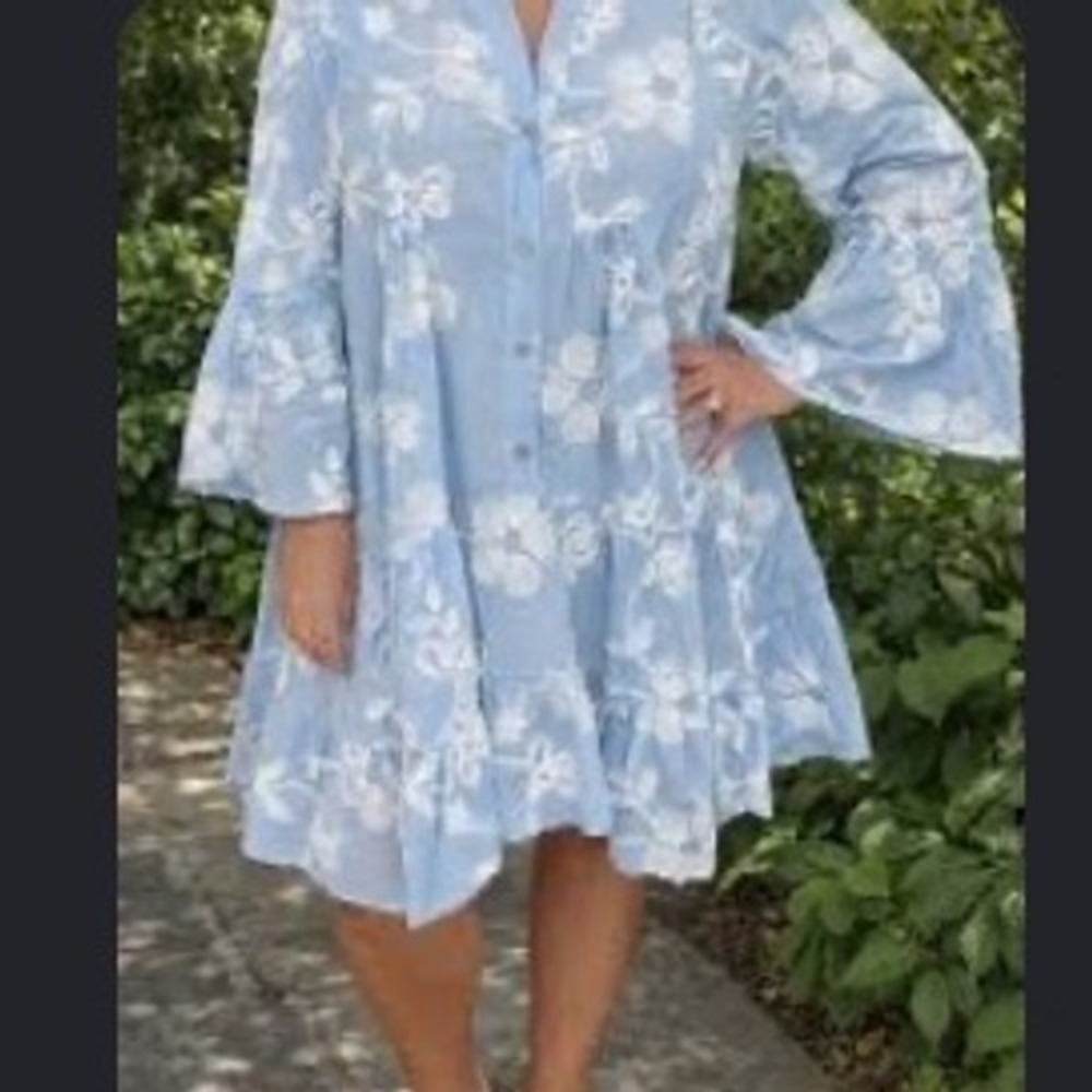 In Italy Lace Blossom Mini Dress Baby Blue One Size New With Tags